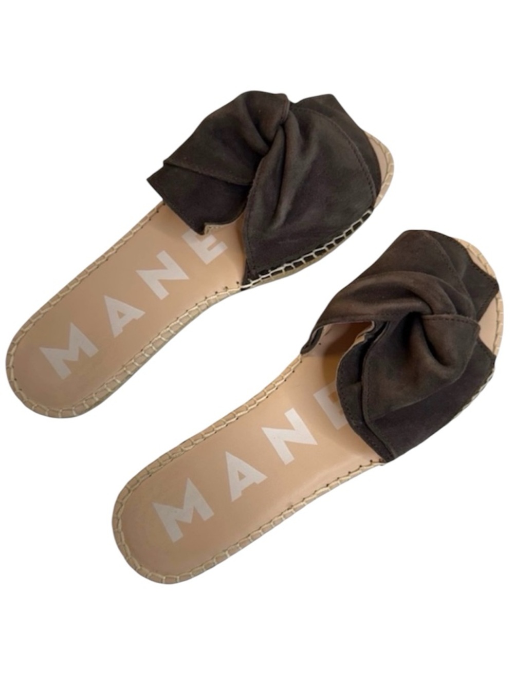Manebí Brown Suede Knot Slide Sandals Espadrille Slides Size 38